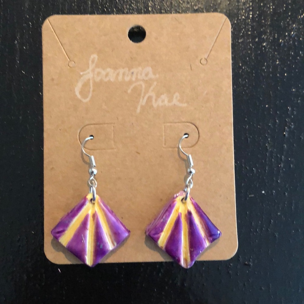 Purple and gold nickel free earrings (handmade)